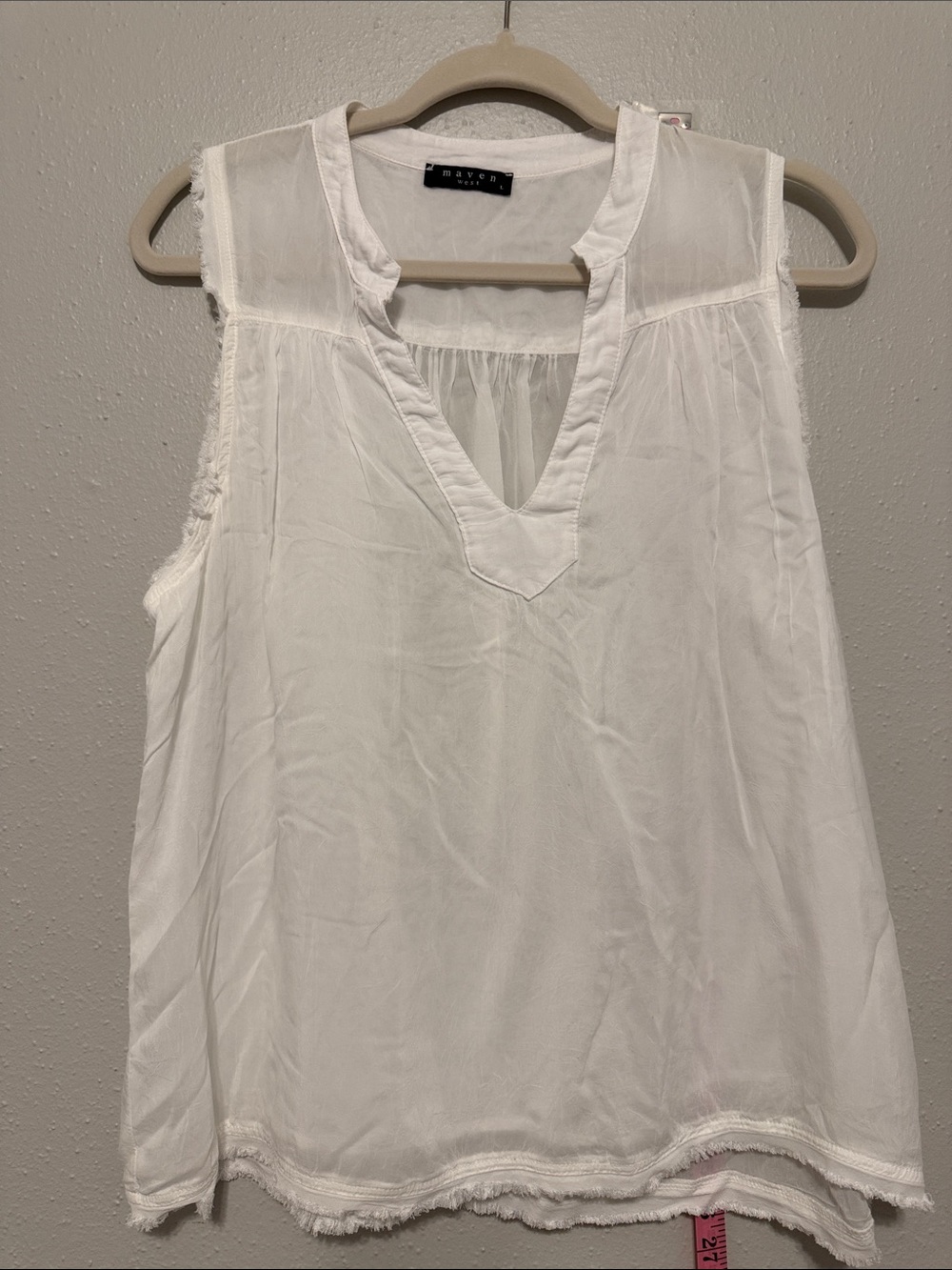 Maven West 100% Cupro White Sleeveless V-Neck Tunic